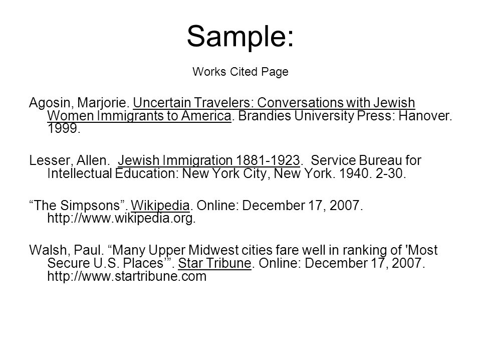 Example of a 2024 works cited page